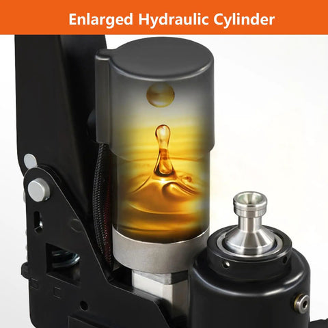 Close-up of hydraulic cylinder on Heavy Duty Electric Pallet Jack Truck With 4400 Lbs Capacity, showcasing liquid dynamics.