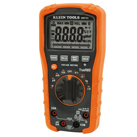 Auto Ranging TRMS Digital Multimeter For 1000V AC DC Voltage 10A Current Resistance Capacitance Temperature Frequency Duty Cycle Diodes And Continuity Testing With CAT IV 600V Safety Beast Grade Handy Tester front view