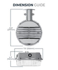 Outdoor Dusk-To-Dawn LED Security Area Light With 4000 Lumens, Wall Or Pole Mount, Textured Gray, Dimensional Guide View