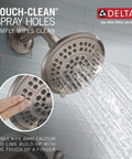 Lahara 14 Series 5-Setting Shower Faucet Trim Kit With Brushed Nickel Shower Head spraying water