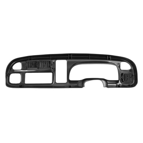 ECOTRIC dashboard bezel cover for 1998–2002 Dodge Ram; black plastic with vent openings (front view).