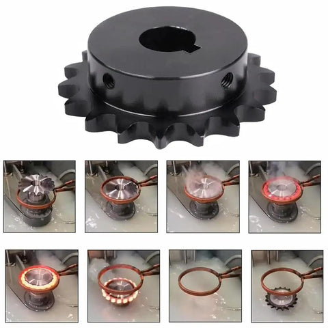 Heavy Duty Hardened Chain Sprocket 1 Inch Bore 15 Tooth 45# Steel Gears For Industrial Truck And Machine, close-up view.