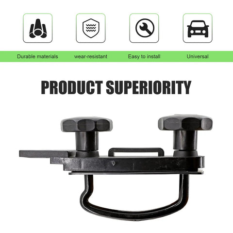 Rooftop Cargo Carrier Mounting Clip Kit With U Bolt Clamp Back Plate Quick Release Strap Protective Pad And Lock Nut For Cars And Vans Outdoor Roof Rack Accessory Black showing durable materials and easy installation features.