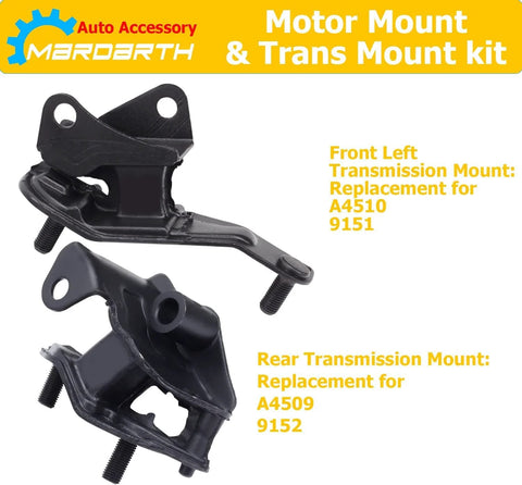 Honda Accord 2003 2004 2005 2006 2007 2.4L Automatic Beefed Up Engine And Transmission Mount Replacement Kit, front and rear mounts