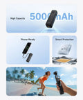 Extended 5000mAh Battery Grip For DJI Osmo Pocket 4 And 3 Xtra showcased with features like charging while filming and smart protection.