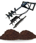 Heavy Duty Hydraulic Post Hole Digger With 3 Drilling Bits 6 Inch 12 Inch 14 Inch Plus Rock Auger Frame in soil