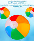 Beach Balls Bulk 12 Pack 9 Inch Inflatable Pool Toys For Kids Summer Water Games Hawaiian Tropical Theme Party Decorations And Favors Durable PVC Beach Ball Set For Poolside Fun, multicolor panels, displayed against blue background.