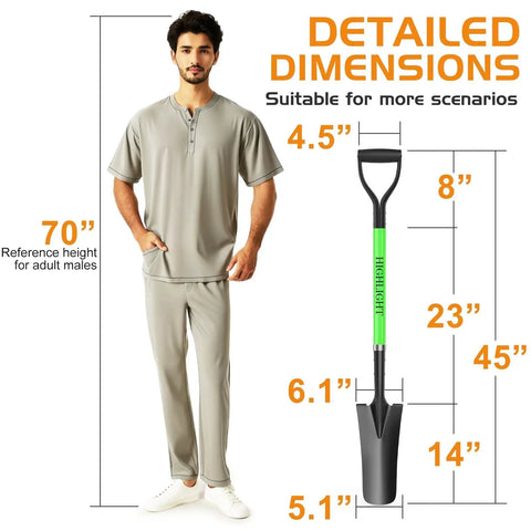 Spade Shovel For Transplanting And Digging In Tight Spaces 45 Inch Steel D Grip Spade With Fiberglass Handle dimensions chart