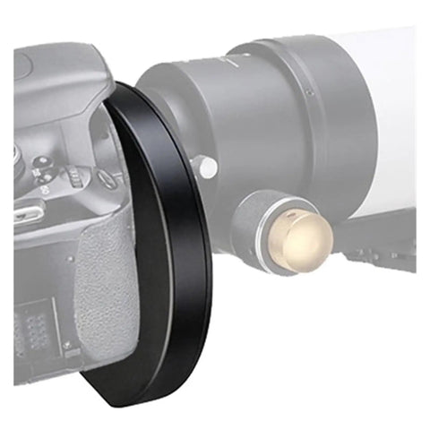 Pro Grade Filter Wheel Gear for astrophotography with five metal filters, attached to a telescope for night sky imaging.