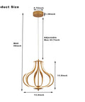 Sleek Gold LED Chandelier Pendant Lights With 4000K Brightness Dimmable And Adjustable Hanging Fixture, dimensions labeled