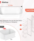 Two Pack Upgraded Fridge Door Bin Replacement Easy Install Heavy Duty ABS Plastic Shelf Bin For 15.38 Inch By 6.69 Inch By 5 Inch Fridge Door Shelves Fits FFSS2614QE6A FFSS2614QS4A FFHS2611PFEA FFHS2611LBPA AP2116036 PS430121 shown in diagram