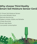 Gen2 Smart Soil Moisture Sensor With Capacitive Sensing For Garden Plants, text highlighting features
