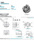 Diagram and specs of Servo Motor Encoder For OIH48-2048 And TS5213N577 5V T-S5 with mechanical drawings and component details