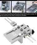 Three In One Dowel Jig Kit with Self Centering Dowel Jig, Drill Locator and Adjustable Drill, built from premium tool steel