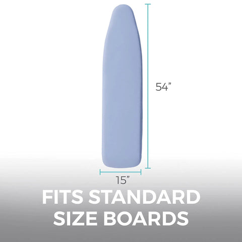Heavy Duty Ironing Board Cover With Extra Thick Padding And Heat Reflective Silicone Coating Built Tough To Cut Your Chores Down And Keep Clothes Pristine Size 15 By 54 Inches Blue on standard size board.