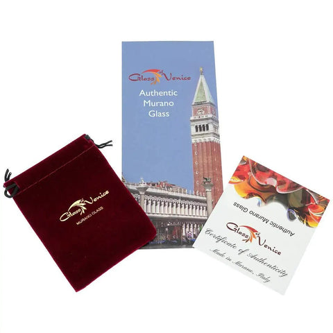 Murano Glass Bottle Stopper With Sunny Stripes, Handmade In Italy, Venetian Murano Craft packaging and certificate