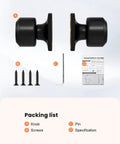 8 Piece Black Dummy Door Knob Set For Closet And Interior Doors Matte Black Finish Non Turning Handles With Single Side Rectangle Panel Ideal For Modern Homes And DIY Projects Convenient Latch Free Operation, black dummy knobs and installation parts