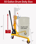 Heavy Duty 55 Gallon Drum Cart With Built In Hydraulic Lift 550 Lb Load Poly On Steel Braked Wheels Upgraded Oil Drum Dolly Trolley For Easy Drum Moving, 55-gallon drum