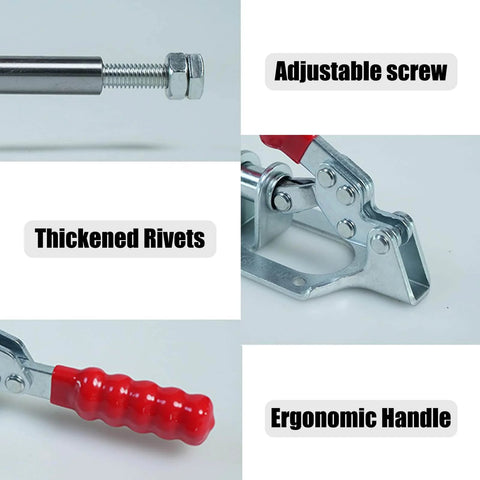 Close-up of Toggle Clamp With Quick Release For Woodworking Jigs And Fixtures, 330.69 Lbs Holding Capacity showing features.