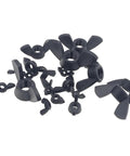 Metric Black Nylon Butterfly Wing Nuts Assortment Kit Features Seven Sizes From M3 To M12 with various wing nut designs.