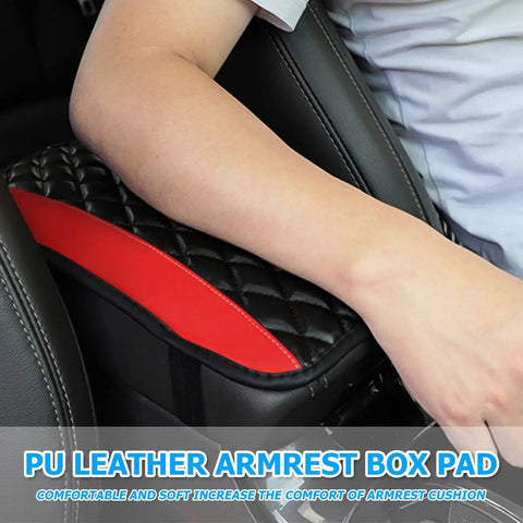Fresh Fit Car Center Console Pad Red Waterproof Auto Interior Glow Up Heavy Duty PU Leather Armrest Cover Non Slip Dash Guard on car armrest