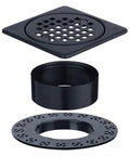 Square 4 Inch Shower Drain Kit With Flange In Matte Black 304 Stainless Steel Grate Replacement Compatible With Schluter Kerdi Systems