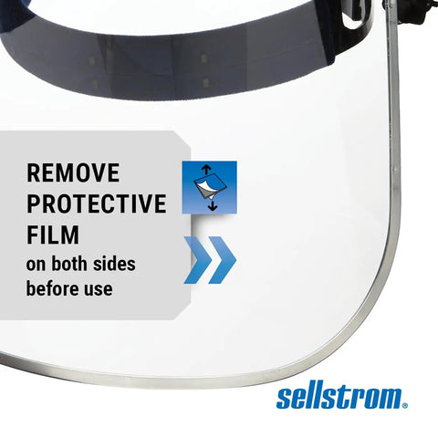 Advantage Face Shield With Crown And Ratchet Headgear Pro Grade Lightweight Protective Mask with protective film removal instructions