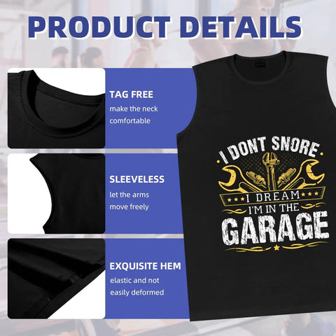 Mens Fresh Car Mechanic Tank Top 100 Cotton Ultra Soft Sleeveless Muscle Tee For Guys showcasing tag-free collar and sleeveless design.