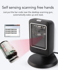 Omnidirectional 2D Barcode Scanner USB Wired Desktop Reader scanning barcode with data on screen