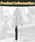 Telescoping Inspection Mirror Set With 360 Degree Swivel Extendable To 30.5 Inches shown against an automotive repair scene