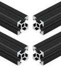 Four Pack 300mm T Slot Aluminum Extrusion Linear Rail Kit European Standard Anodized Finish For 3D Printers And CNC DIY Builds Black Eleven Point Eight Inch Length
