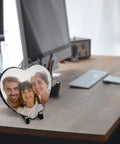 Heart Shaped Sublimation Slate Blank 7.9x7.9 Inch Rock Slate With Display Holder for custom photos on office desk.