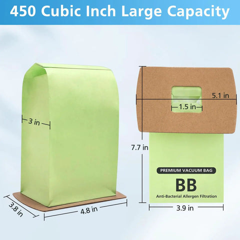 15 Pack Type BB Compact Canister Vacuum Bags Replacement For BB180 BB280 BB850 BB870 BB900 BB1000 MV160 CC1600