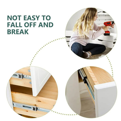 Installation of Sturdy Stainless Steel Drawer Slide Rail Set With White Plastic Glides, Cabinet Sliders And Sliding Tracks