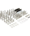 KLR650 2008-2018 Motorcycle Complete Cowling Fairing Bolts Kit Hardware Set For Easy Upgrades Glossy Finish Screws Nuts And Bolts Durable Stainless Steel Fasteners For A Slick Stylish Mod, assorted stainless bolts, washers, and nuts