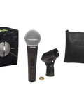 Dynamic Vocal Microphone With On Off Switch Cardioid Pattern Built In Pop Filter For Live Shows And Studio Recording Perfect For Singers Speakers And Stage Use Black with case and accessories.