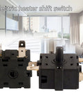 Hot Electric Room Heater Rotary Switch Selector 250V 16A 3 Pin 2 Gear 5 Pin 3 Gear Options shown in modern room setting.