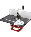 Dead Solid Manual Router Table Base With 51mm Lift Stroke For Woodworking Precise Height Adjustment Fits 64 To 66mm Motors showed from top angle with aluminum and steel components.