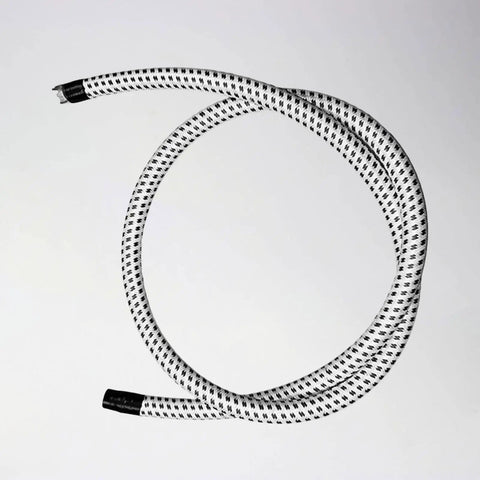 Universal Garment Steamer Hose Extension Set 2m Heat Insulated PVC Tube For All Steamers, black and white coiled detail
