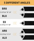 Five Piece One Half Inch Indexable Carbide Turning Inserts Holder Set For Lathes with 5 different angles displayed graphically