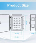 Rugged Outdoor Electrical Box With Thermostat And Fan For Real Weatherproof Protection, dimensions displayed, IP65 rated