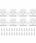 8 Or 16 Pack Quick Fit Furniture Joint Bracket Set with screws, stainless steel right angle corner braces visible in rows.