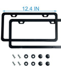 2-Pack Matte Black License Plate Frames, Rust-Proof Aluminum 12.25 x 6.25 Inch, 2-Hole Mount, Universal Fit with screws