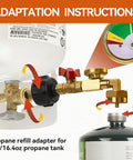 Upgraded Propane Refill Adapter With Valve And Gauge, Solid Brass QCC1 Refill Elbow installed on propane tank