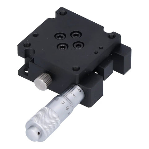 Rotary Positioning Stage 40x40mm Aluminum Alloy Plus Minus 10 Degree FineTune Rotation Table with Micrometer viewed from top angle