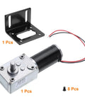 12V High Torque Workhorse Turbine Worm Gear Motor With 8mm Shaft 3 RPM Geared Drive shown with bracket and screws