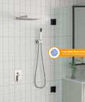 Dcolora 10 Inch Rain Shower System with Handheld Shower featuring overhead and handheld options in sleek design.