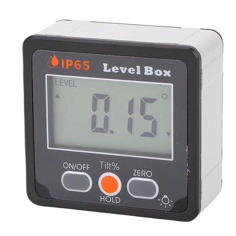 Professional Digital Angle Finder And Magnetic Level Box With Dead On Zero Point Two Degree Accuracy And Shop Built Ip65 Weather Resistant Frame showing digital display reading 0.15 degree.
