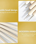 10 Piece Dotting Tools Set With Ball End Tips For Dot Art And Rock Painting, showing double head design and wooden handles.