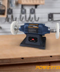 6 Inch Bench Buffer Polisher For Metal Jewelry Knives Wood Jade And Plastic on workbench in workshop setting